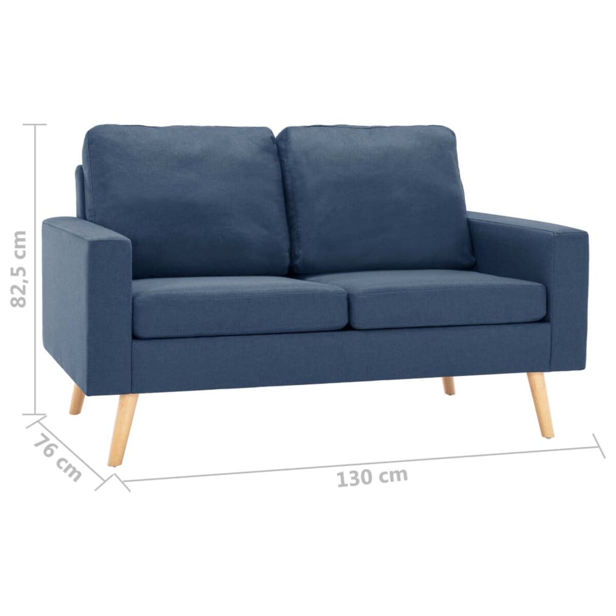 vidaXL 2-osobowa sofa, niebieska, tapicerowana tkaniną