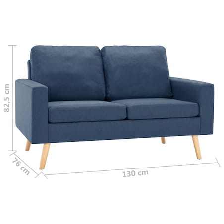vidaXL 2-osobowa sofa, niebieska, tapicerowana tkaniną