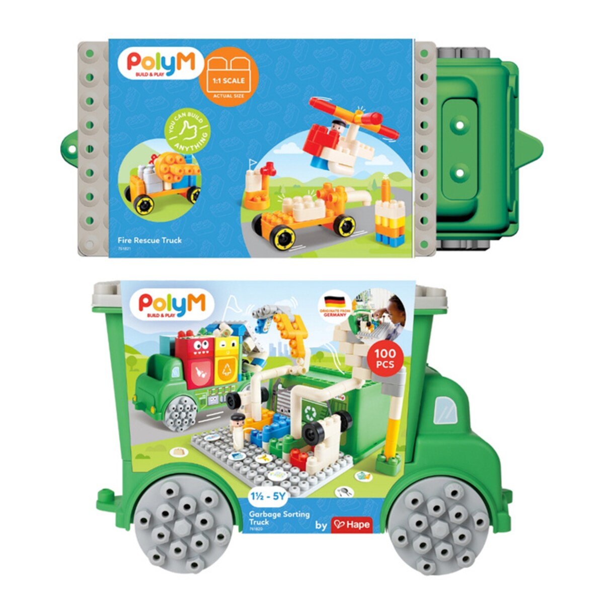 Miękkie Klocki Konstrukcyjne w Aucie Śmieciarka 100 el. 18m+ PolyM