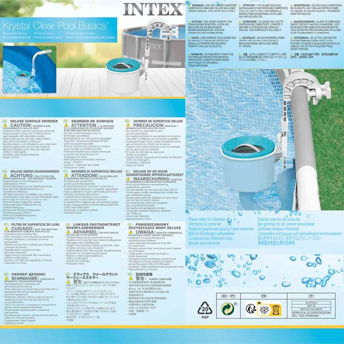 Intex Ścienny skimmer powierzchniowy do basenu Deluxe