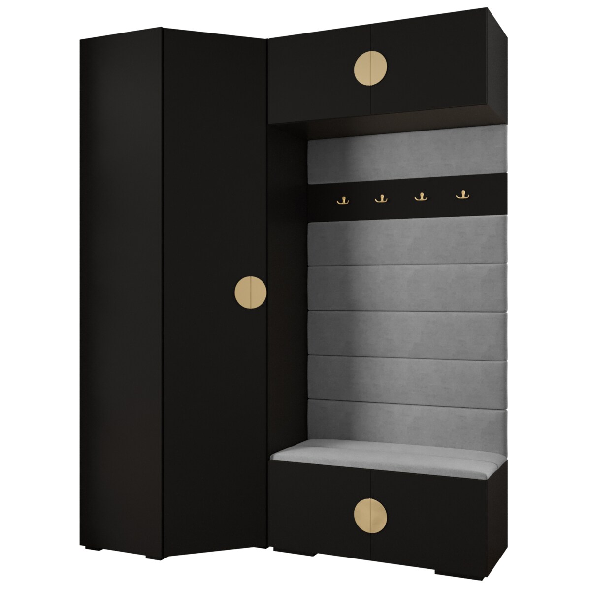 Garderoba do przedpokoju INOVA 4 Z21 czarny+złoty+manila16