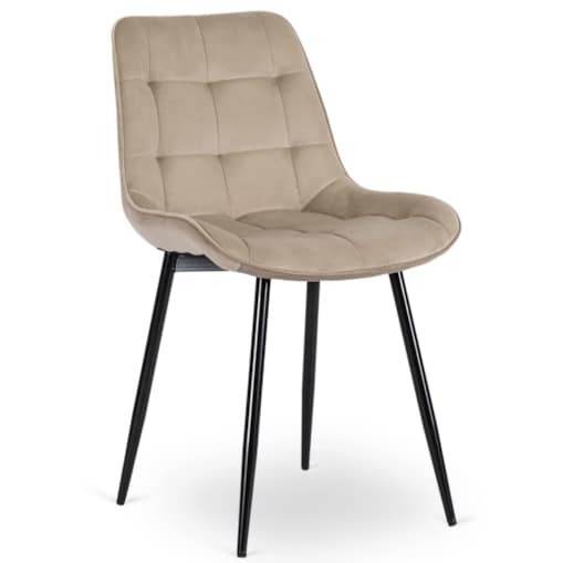 Krzesło Tapicerowane Welurowe Do Salonu Jadalni Kuchenne Beżowe CHRIS