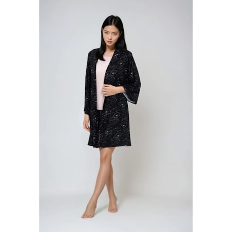 Szlafrok Koi Beżowo-Czarny Beżowo-Czarny, M