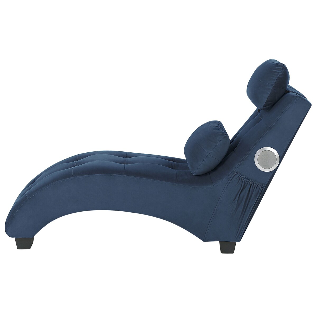 Szezlong welurowy z głośnikiem Bluetooth i portem USB niebieski SIMORRE