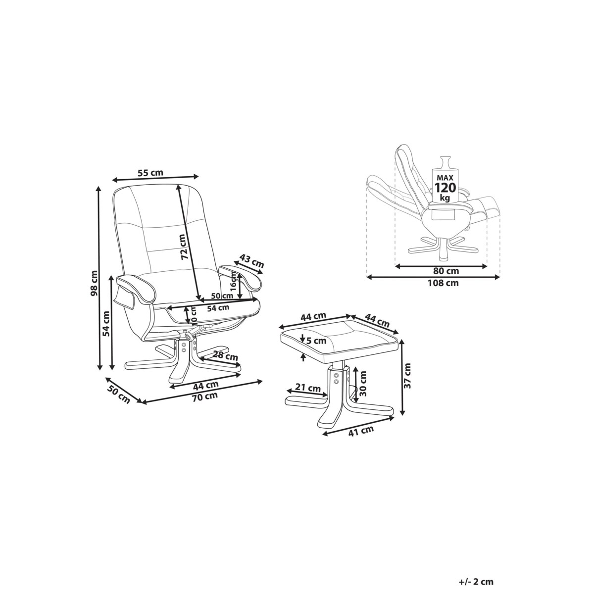 Fotel do masażu podgrzewany z podnóżkiem ekoskóra czarny RELAXPRO