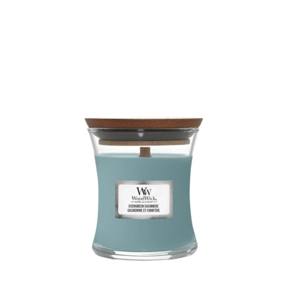 WoodWick świeca mała EVERGREEN CASHMERE