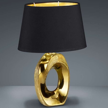 Stojąca LAMPA stołowa TABA R50511079 RL Light nocna LAMPKA abażurowa okrągła na biurko czarna złota