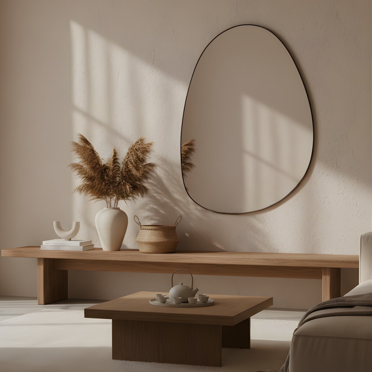 Dekoracyjne lustro wiszące ASYM, 75 x 55 cm