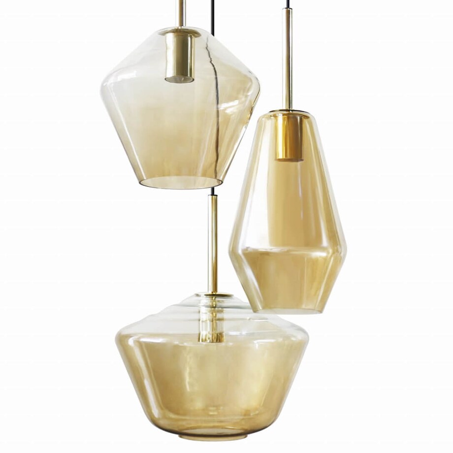 Szklana lampa wisząca Bohemia bursztynowa kaskada nad stół