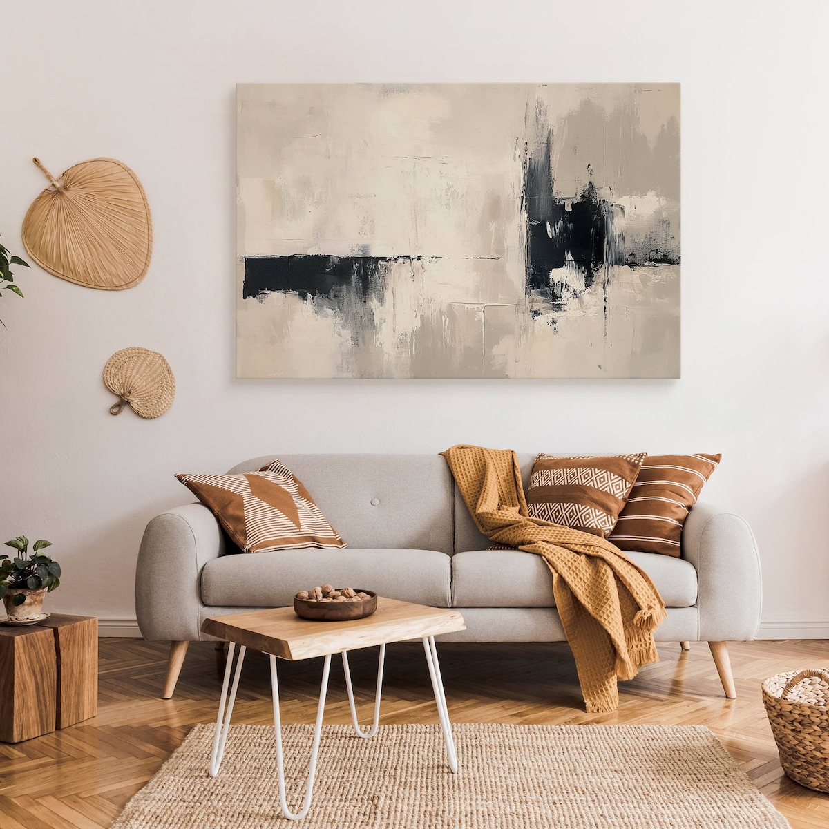 Obraz Canvas Do Salonu Sypialni Beżowa Abstrakcja Styl Boho 40x30cm