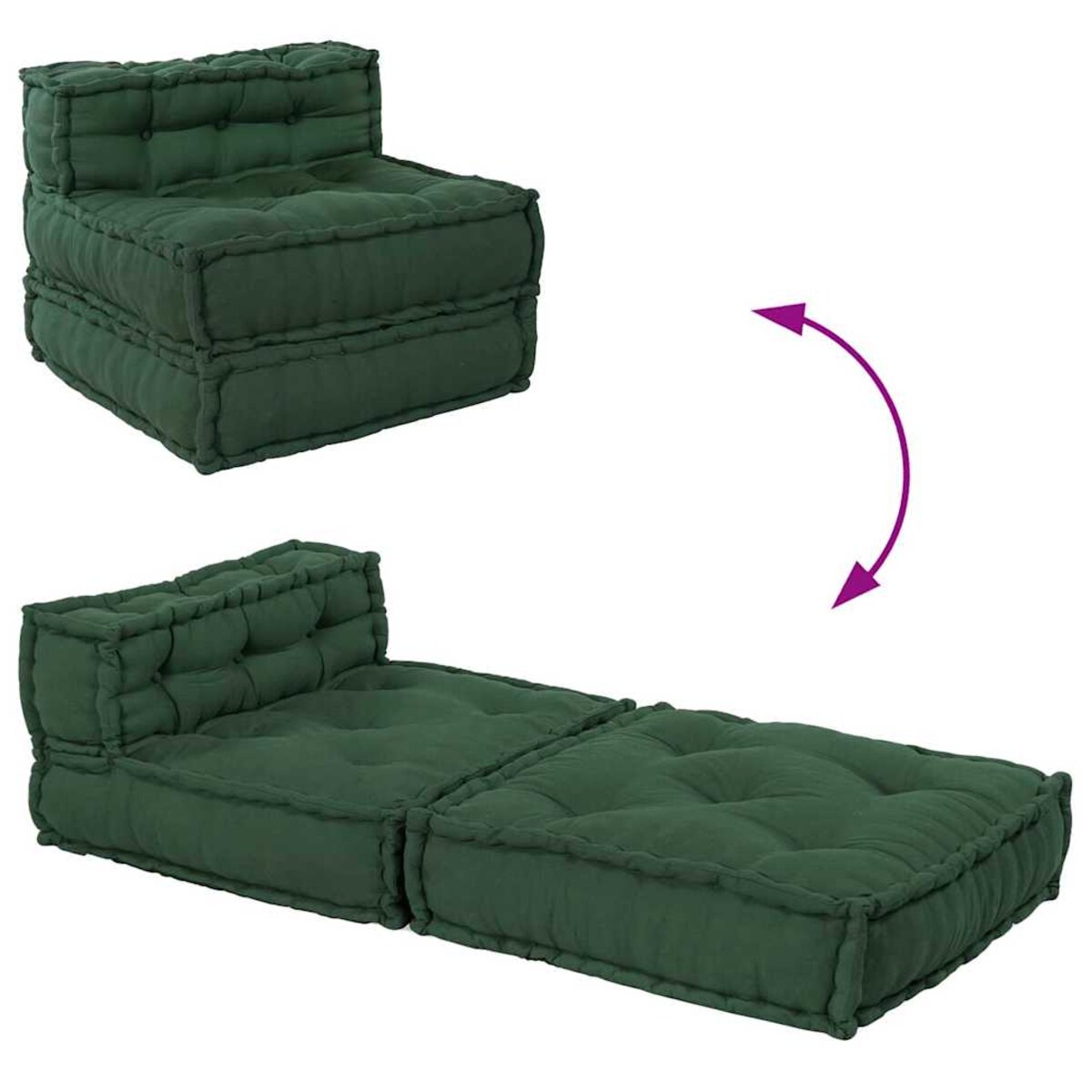 vidaXL Puf modułowy, zielony, 70x70x54, tkanina