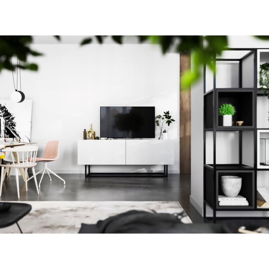 Szafka RTV Loft Industrialna Komoda RTV Biały MAT 120 cm