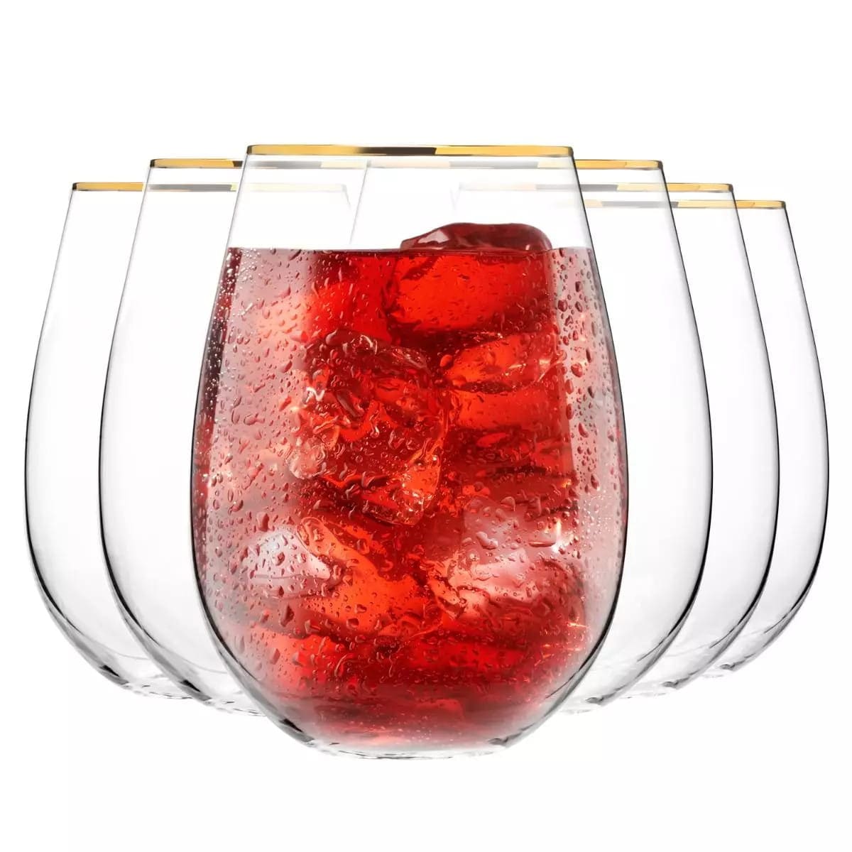 Szklanki Obłe Krosno Harmony Gold Złoty Pasek do Wina Soku Wody Stylowe