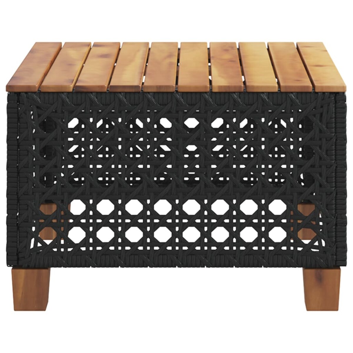 vidaXL Stolik ogrodowy, czarny, 55x55x36 cm, polirattan i akacja