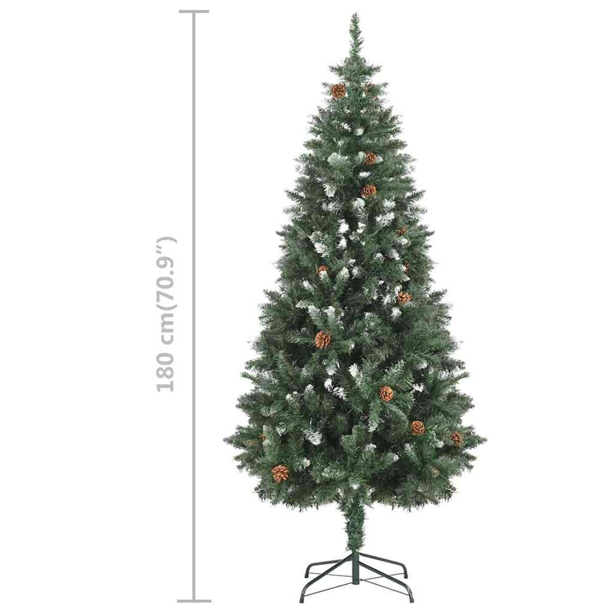 vidaXL Sztuczna choinka z lampkami, bombkami i szyszkami, 180 cm