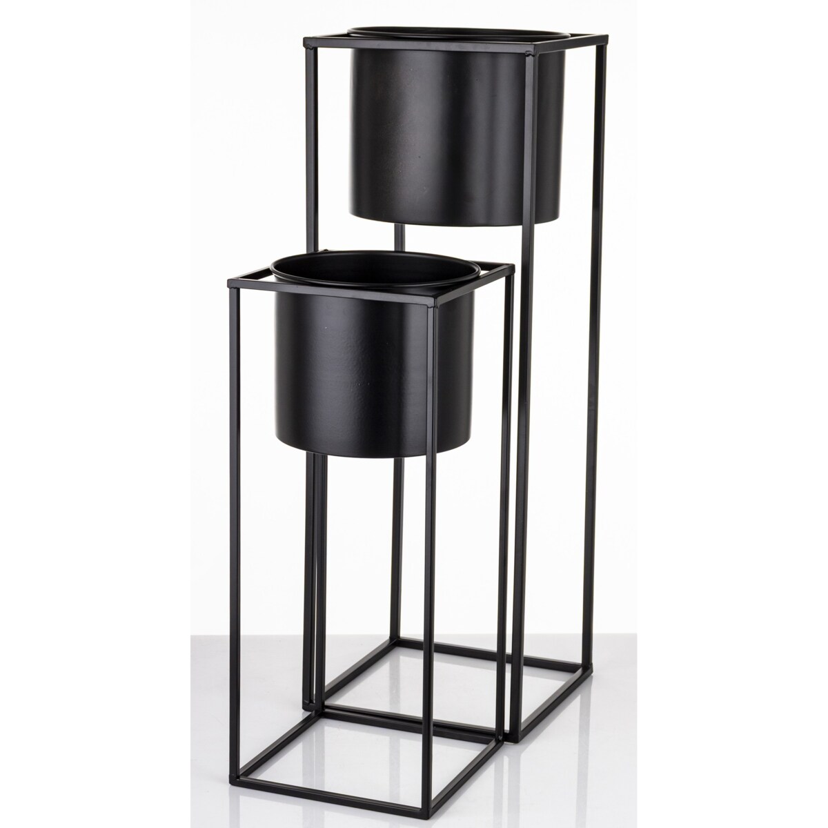 Kwietnik z osłonką 2 szt. 69xØ24 cm i 49xØ20,5 cm REED czarny