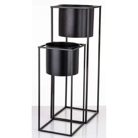 Kwietnik z osłonką 2 szt. 69xØ24 cm i 49xØ20,5 cm REED czarny