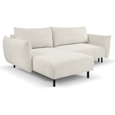 Narożnik DELI z funkcją spania na nóżkach, lewostronny, kremowy