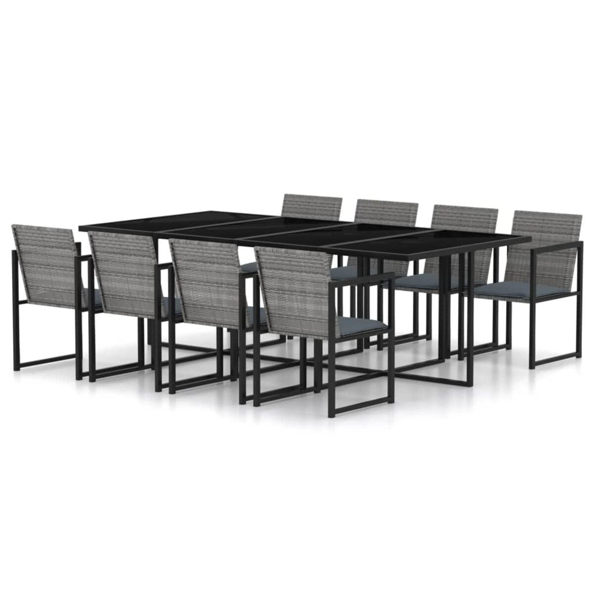 vidaXL 9-cz. zestaw mebli ogrodowych z poduszkami, rattan PE, szary