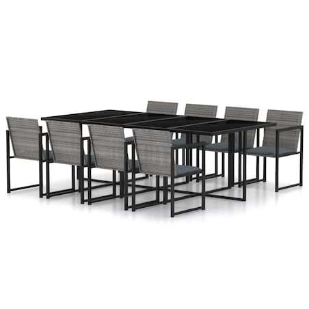 vidaXL 9-cz. zestaw mebli ogrodowych z poduszkami, rattan PE, szary