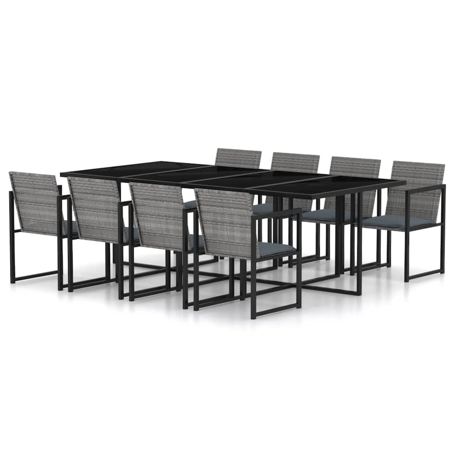 vidaXL 9-cz. zestaw mebli ogrodowych z poduszkami, rattan PE, szary