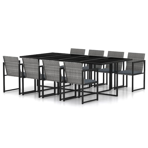 vidaXL 9-cz. zestaw mebli ogrodowych z poduszkami, rattan PE, szary
