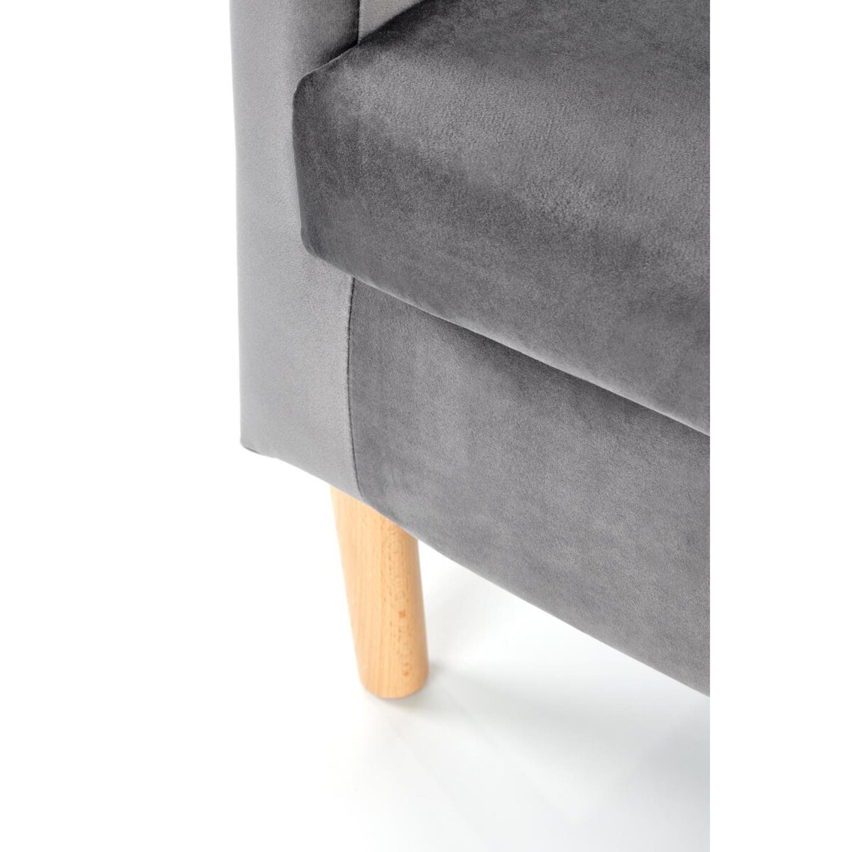 FOTEL WELWETOWY Calidris szary DREWNIANE NÓŻKI