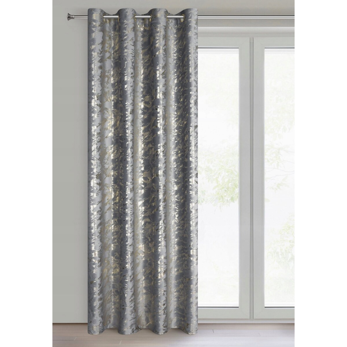 Zasłona Welwetowa 140x250 DORIS grafit+złoty Eurofirany Z Nadrukiem Gotowa