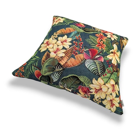 Ciemnozielony zestaw trzech poduszek dekoracyjnych - Kwiaty Lotosu