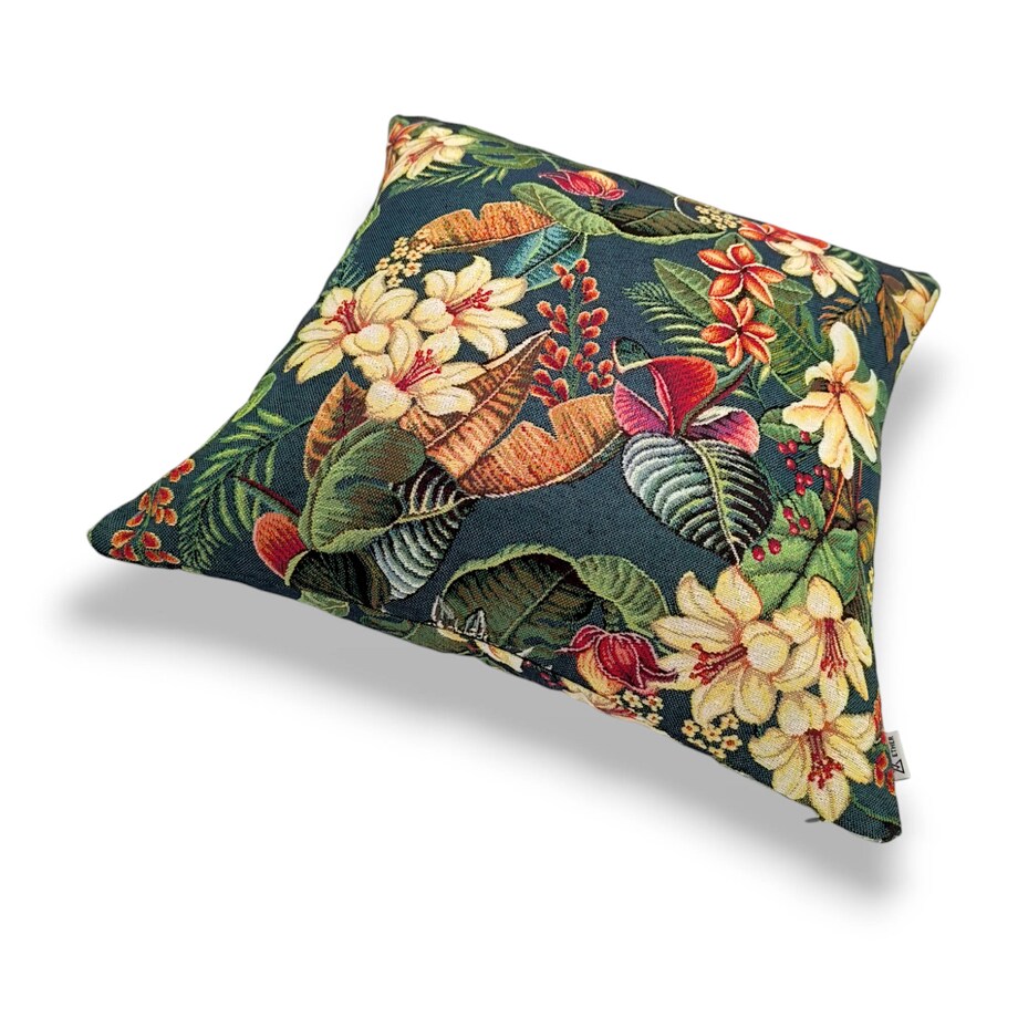 Ciemnozielony zestaw trzech poduszek dekoracyjnych - Kwiaty Lotosu