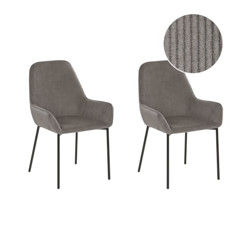 Zestaw 2 krzeseł do jadalni sztruksowy szary LOVERNA