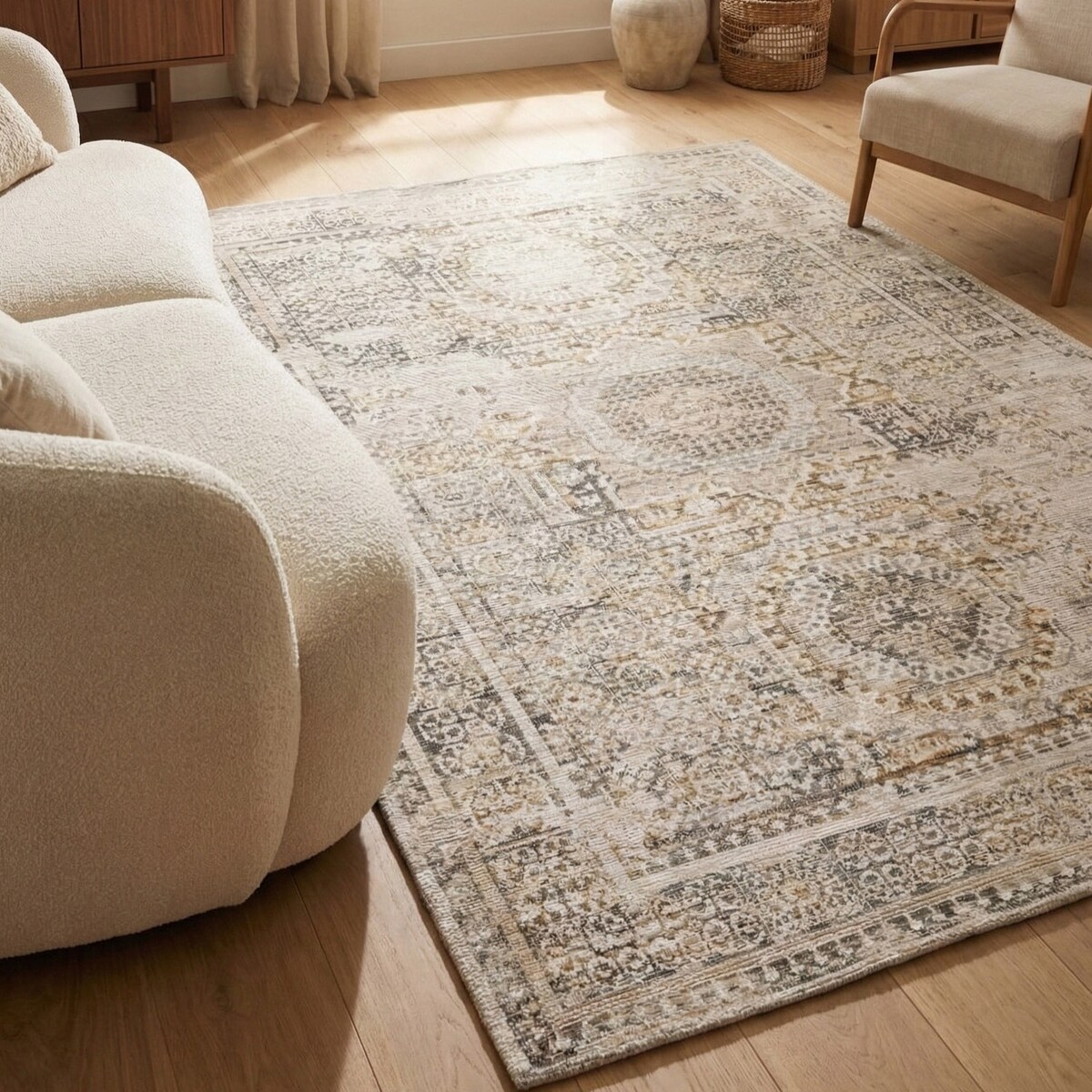 Dywan Wełniany Sahara 160x230 cm Klasyczny Vintage Beżowy