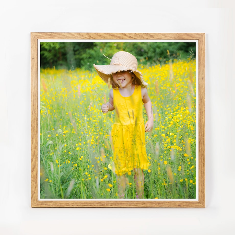 Ramka na zdjęcia 50x50 cm dębowa rama MDF z plexi do powieszenia pion poziom klasyczna kwadratowa ramka FRAMAI®