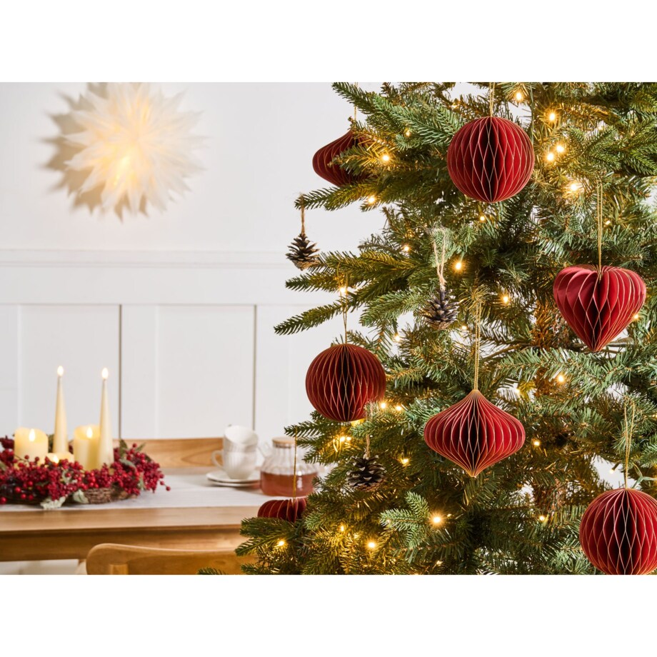 Zestaw 18 ozdób choinkowych SUSA Papier Czerwony