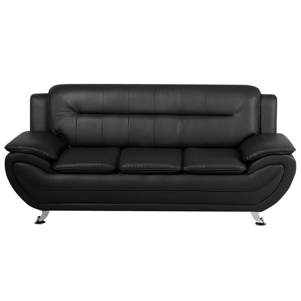 Komplet wypoczynkowy ekoskóra 6-osobowy czarny LEIRA