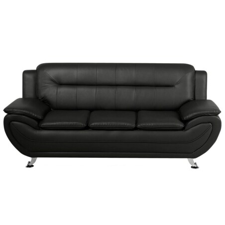 Komplet wypoczynkowy ekoskóra 6-osobowy czarny LEIRA