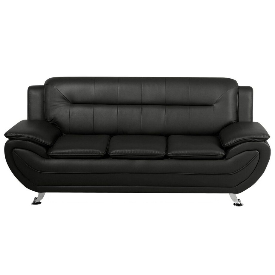 Komplet wypoczynkowy ekoskóra 6-osobowy czarny LEIRA