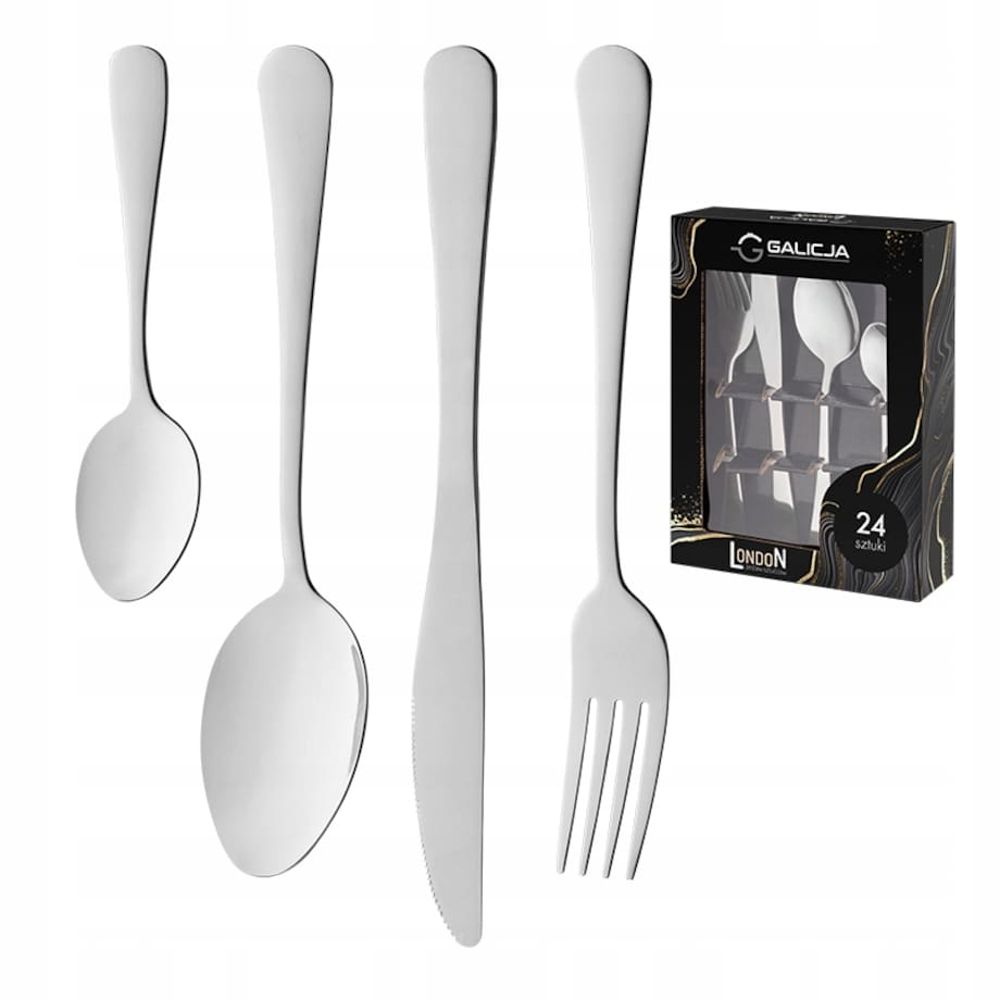 Zestaw sztućców LONDON 24 elementy SZTUĆCE widelec nóż łyżka 6 osób