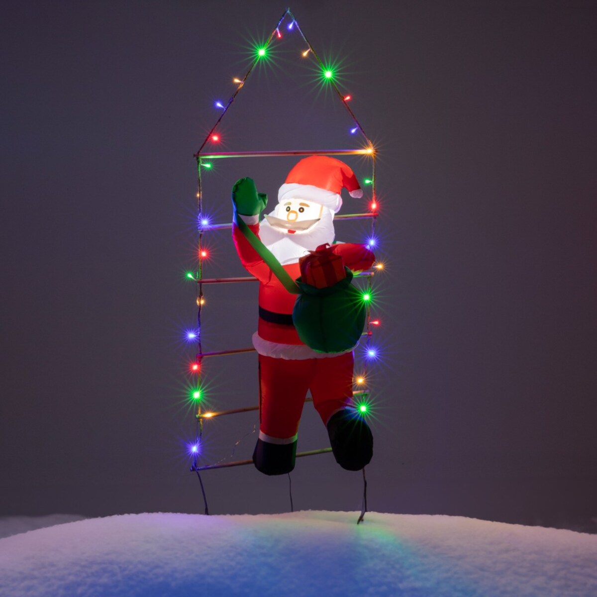 Mikołaj Nadmuchiwany Drabina Świecący Duży Pompowany Led 150 Cm