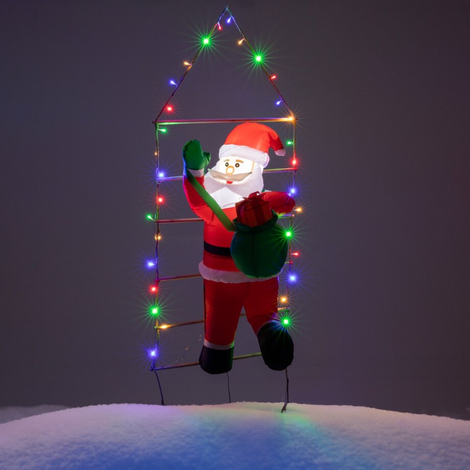 Mikołaj Nadmuchiwany Drabina Świecący Duży Pompowany Led 150 Cm