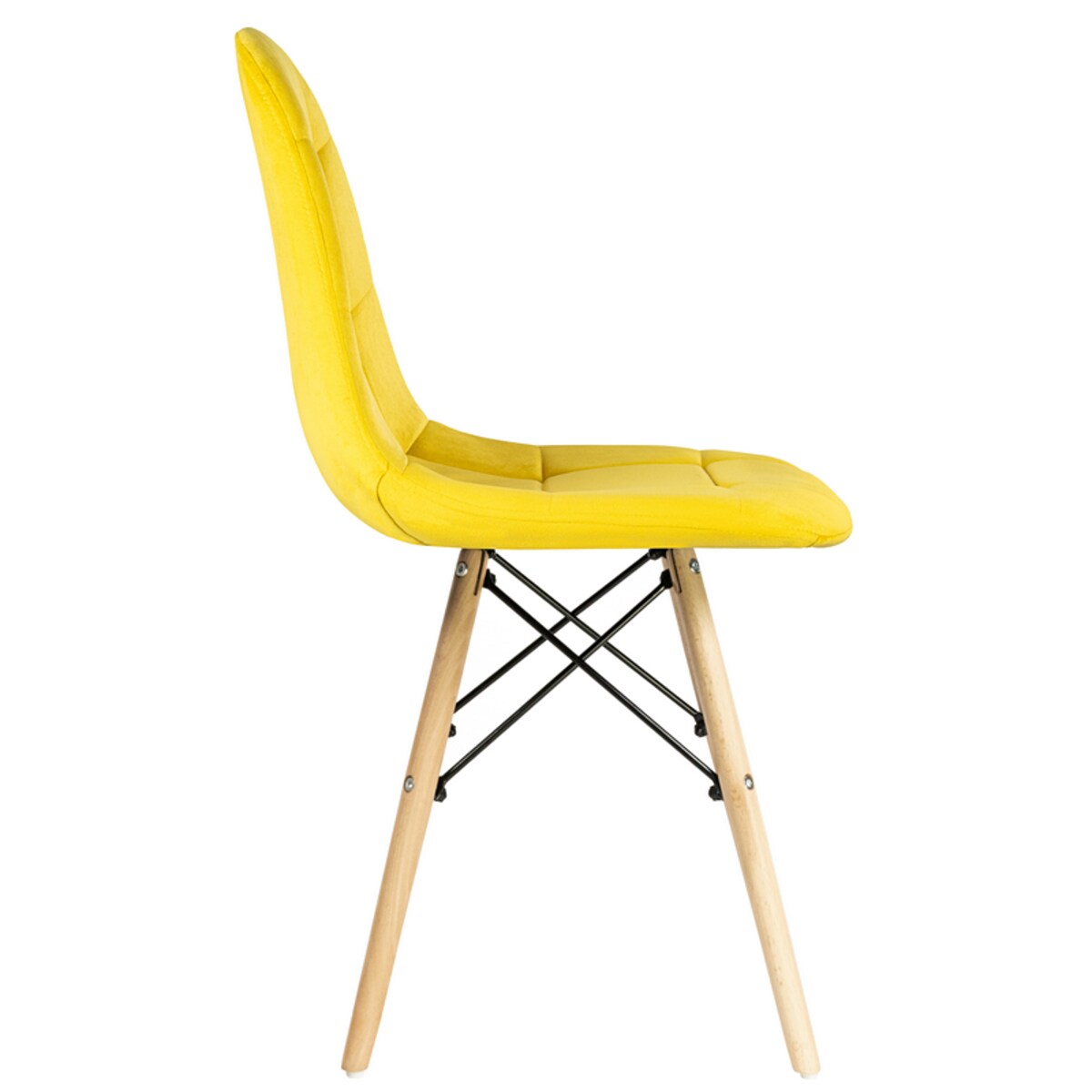 Krzesło tapicerowane welurowe skandynawskie żółte nowoczesne