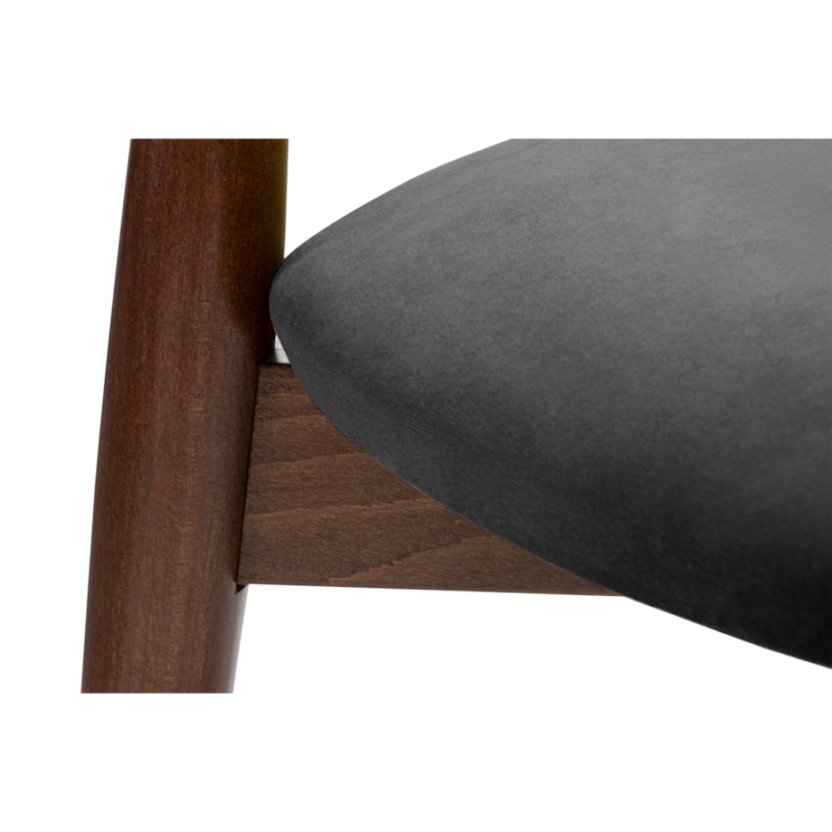 KONSIMO RABI drewniane krzesło orzech szary welur