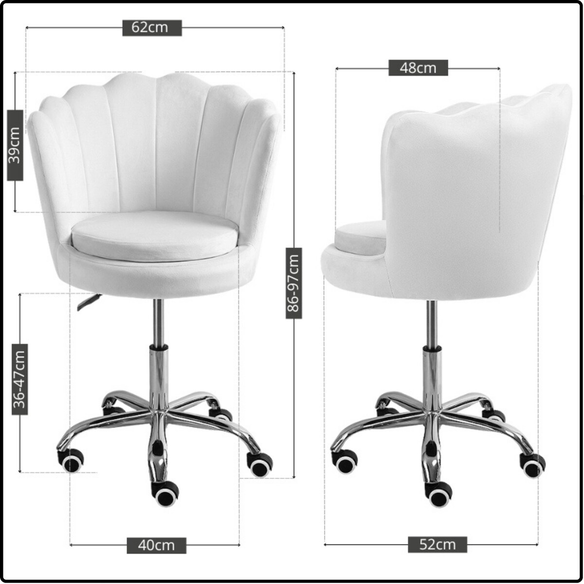 Fotel obrotowy krzesło muszelka welurowy do biurka toaletki beżowy shell