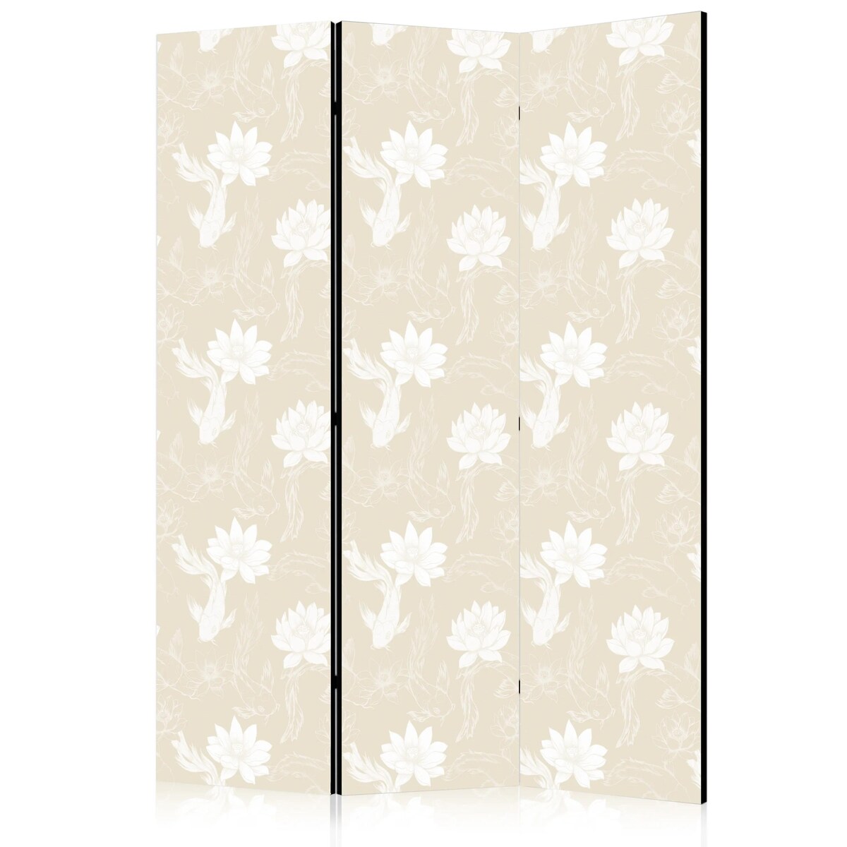 Parawan dwustronny Zwierzęta 135x172 cm 3-częściowy beżowy