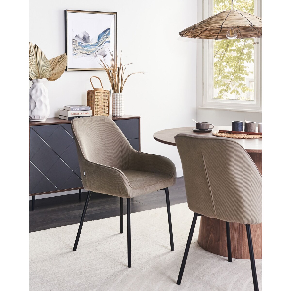 Zestaw 2 krzeseł do jadalni LOVERNA Sztruks Beżowy