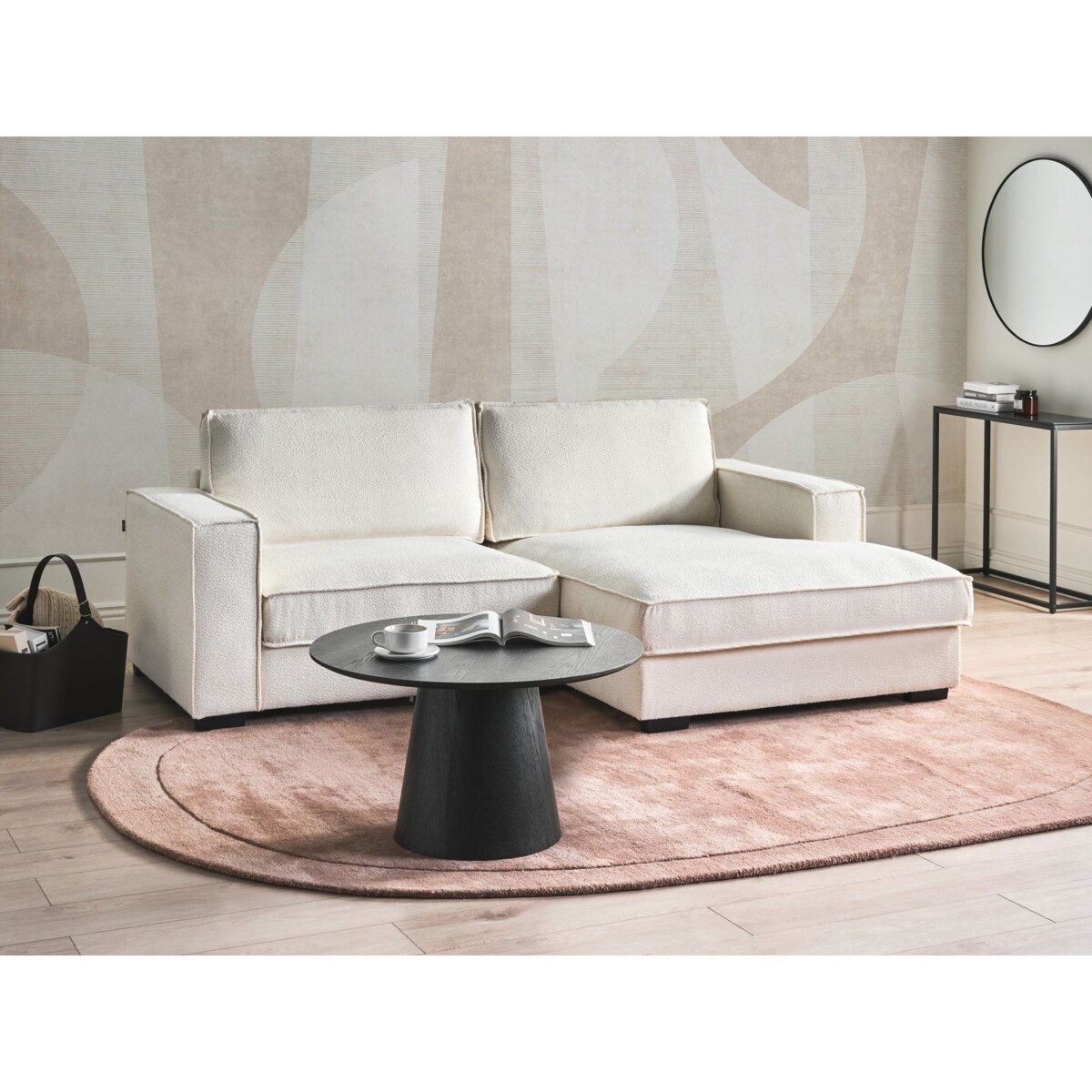 Narożnik KOLDING Boucle Jasnobeżowy Lewostronny