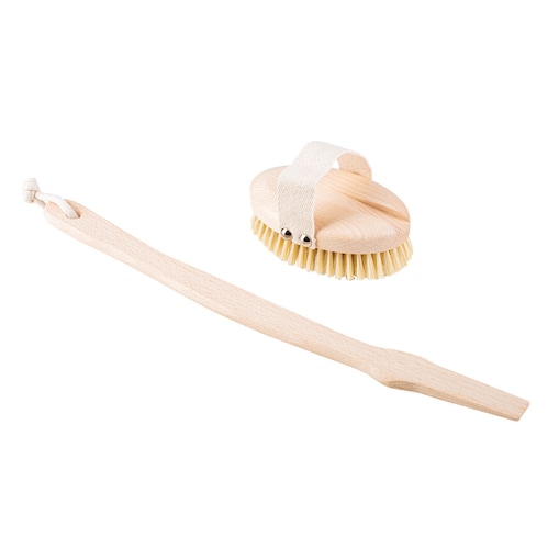 Szczotka do masażu ciała na sucho – miękkie włókno, wersja z kijem, No.4