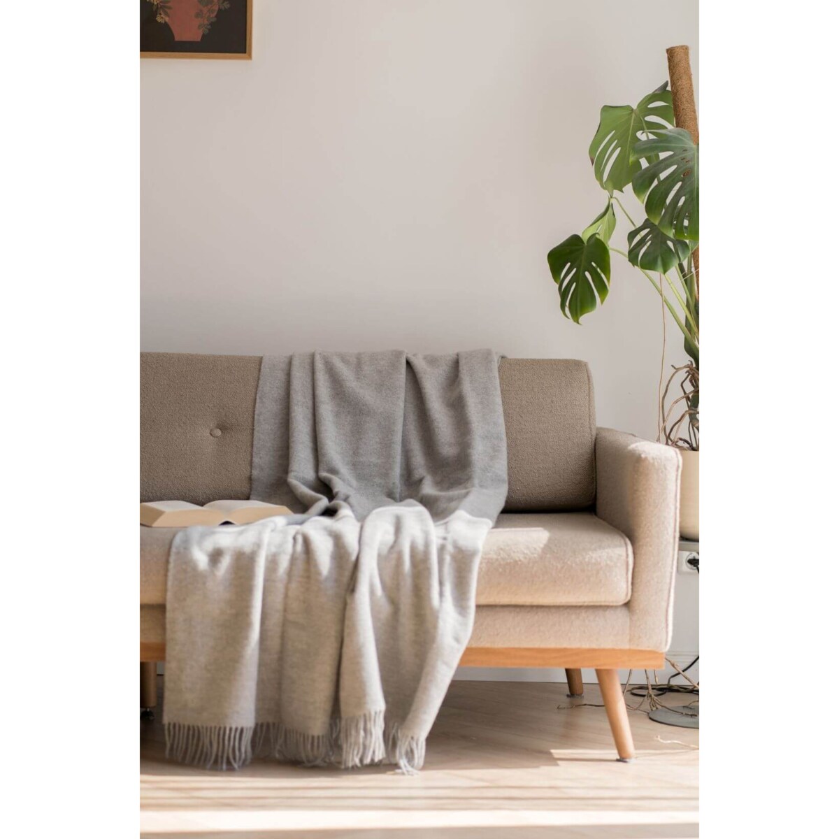 Koc z wełny merino classic grey