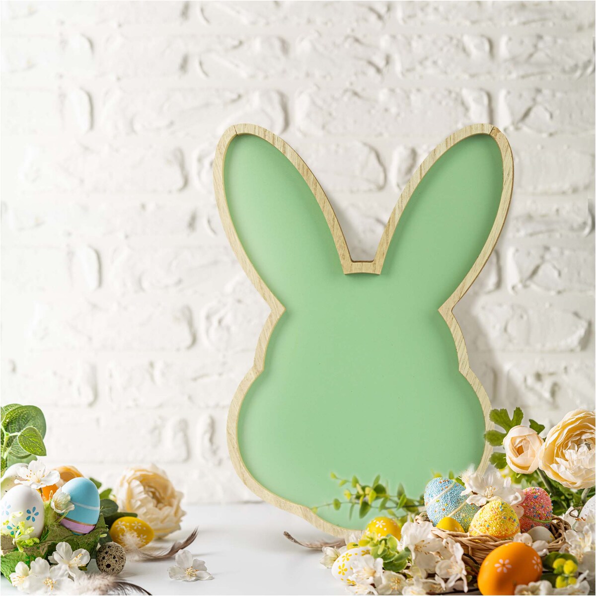 Podstawka Wielkanocna Tacka Zając Królik Dekoracja Zielony 30,5X21,5 Cm