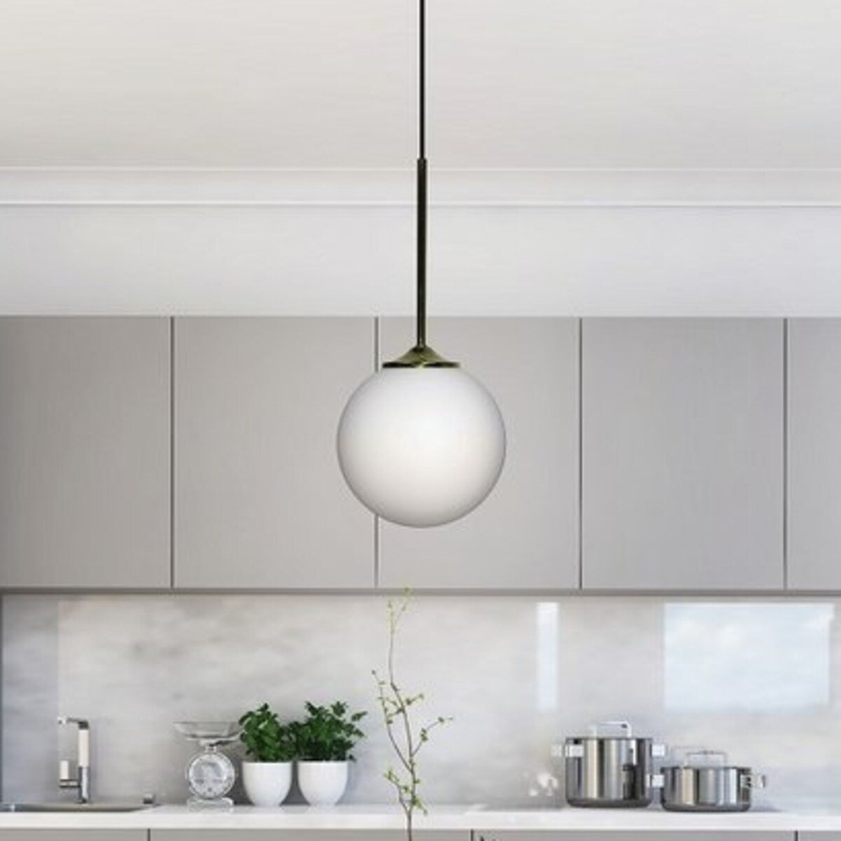 LAMPA wisząca GLASGOW 50101280 Candellux szklana OPRAWA modernistyczny zwis złoty biały